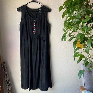 Positive Attitude Black Maxi Dress with Button Detail